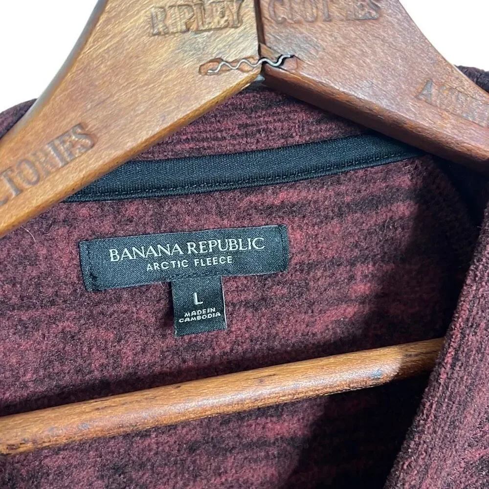 Banana Republic Heathered Arctic Fleece Crewneck Sweatshirt Red Black Size Large